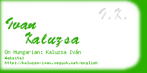 ivan kaluzsa business card